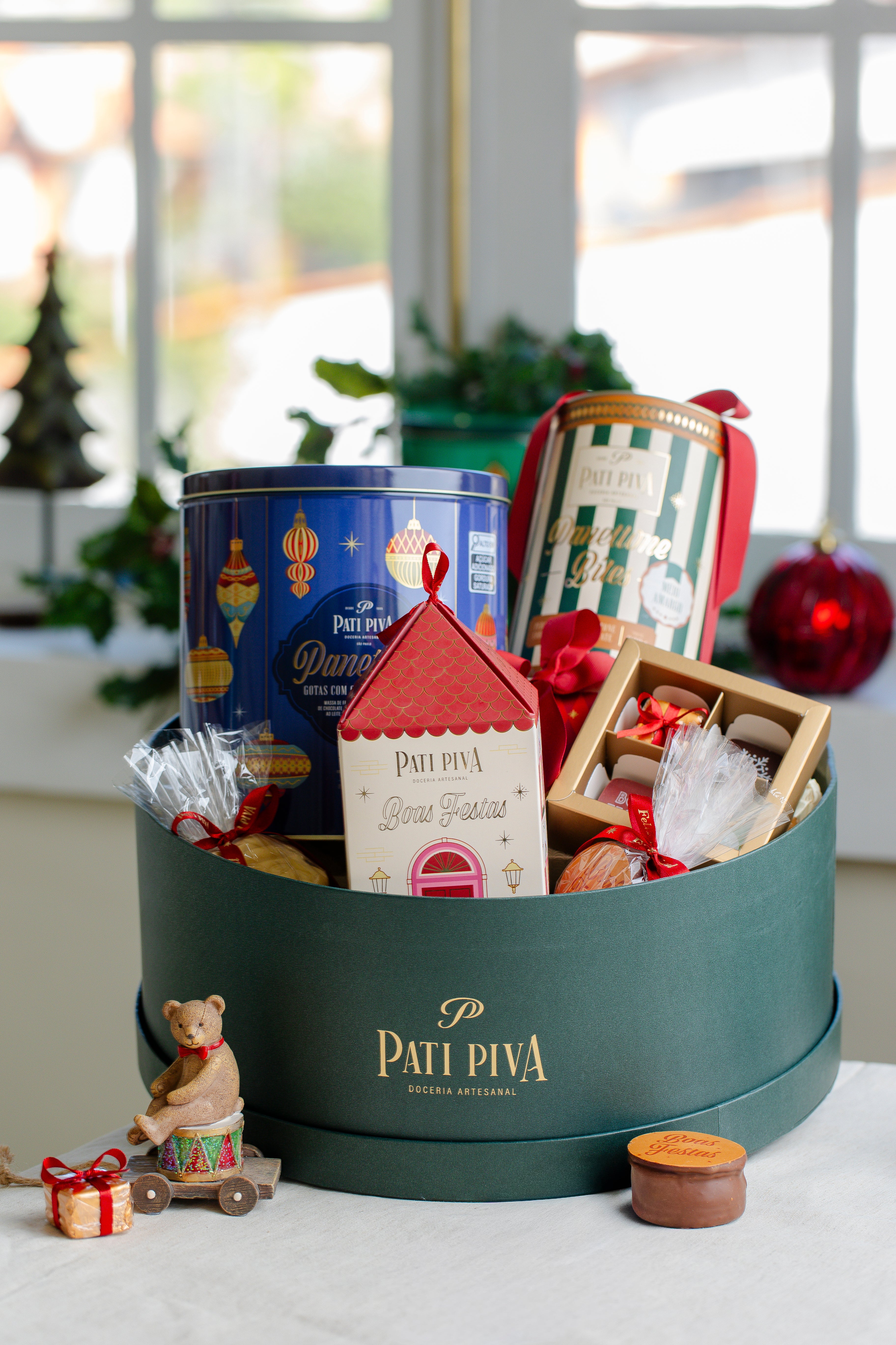 Cesta Redonda Verde – Especial de Natal