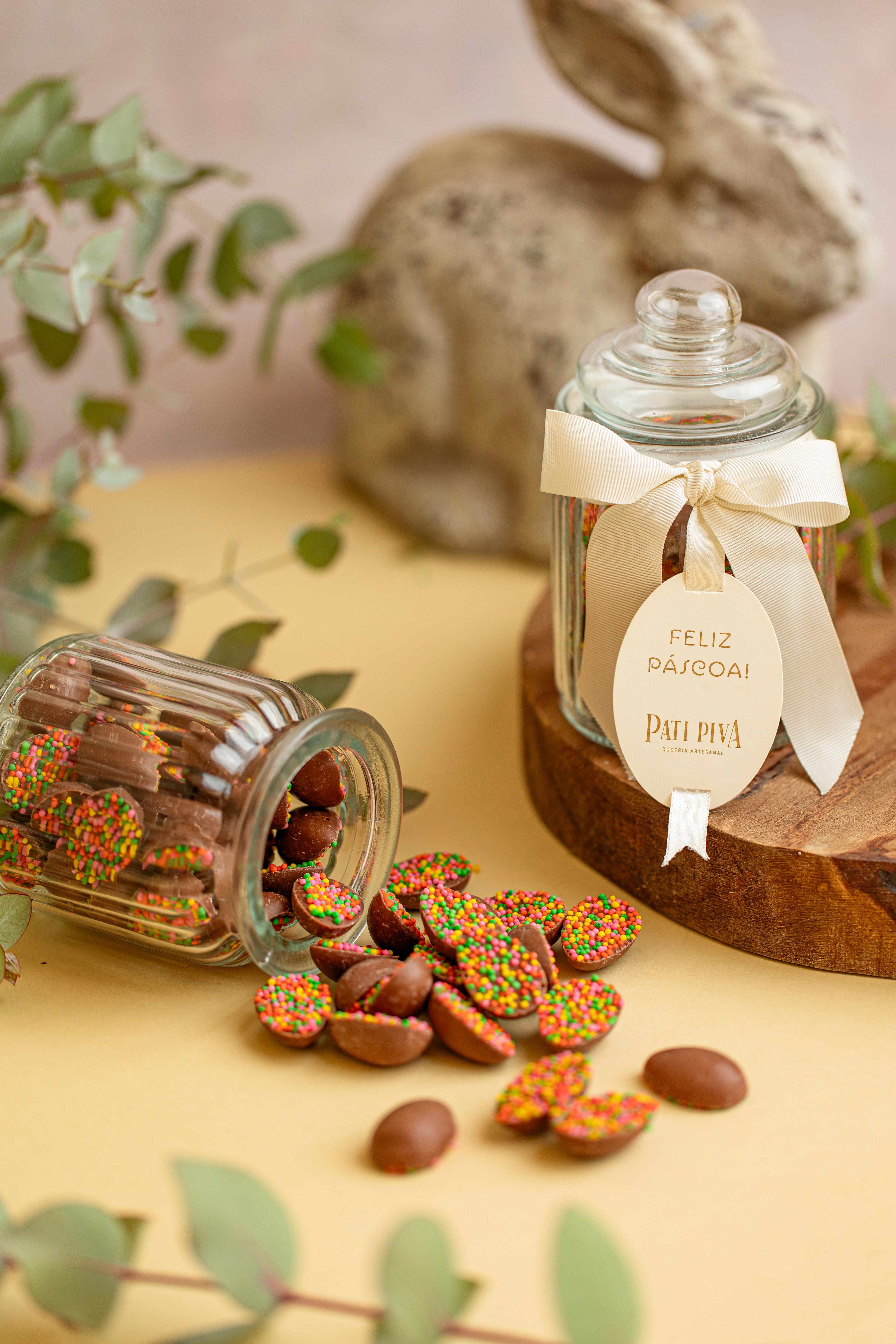 Pote de Vidro - Ovinhos Dragê