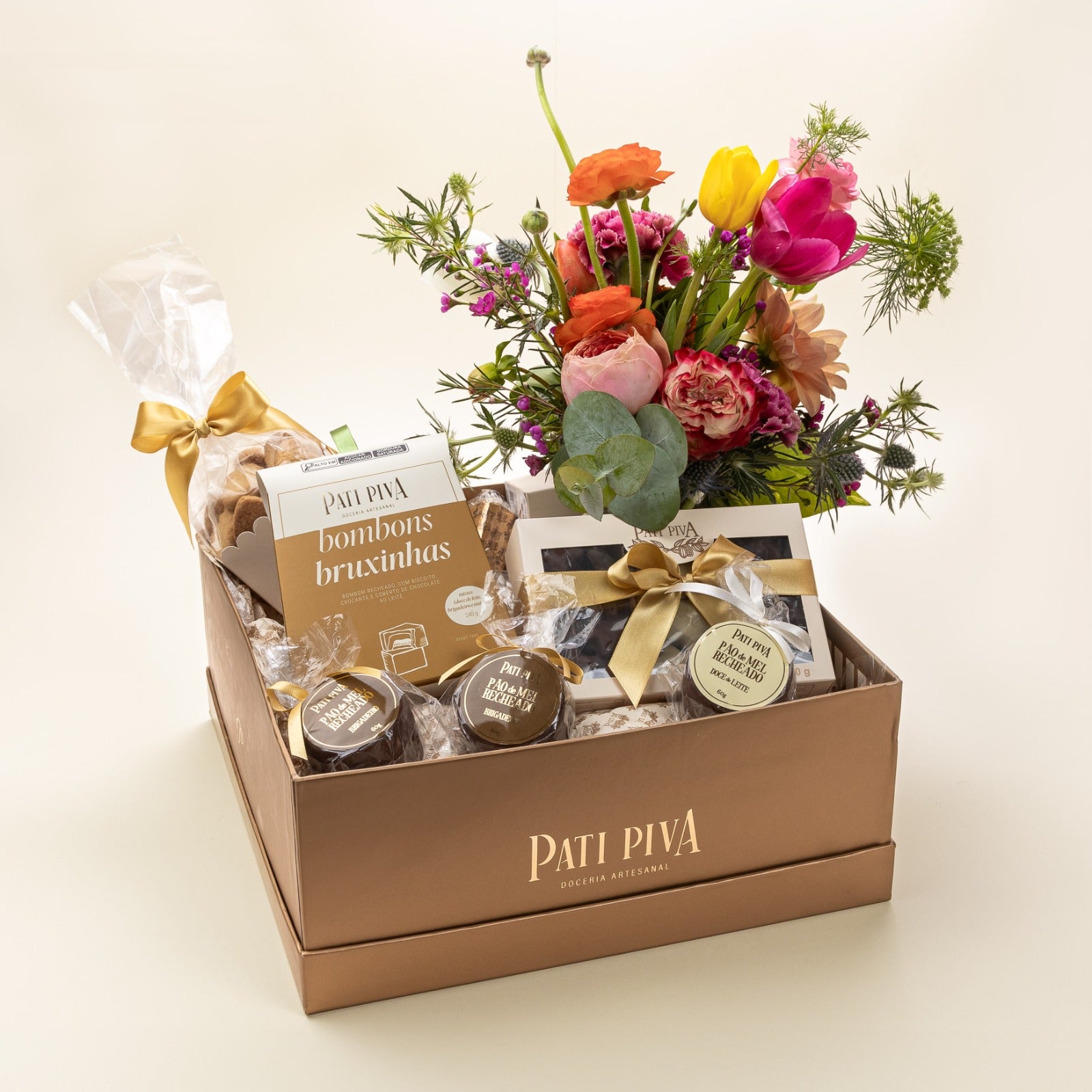 Cesta para Presente Com Bouquet Flower Bar