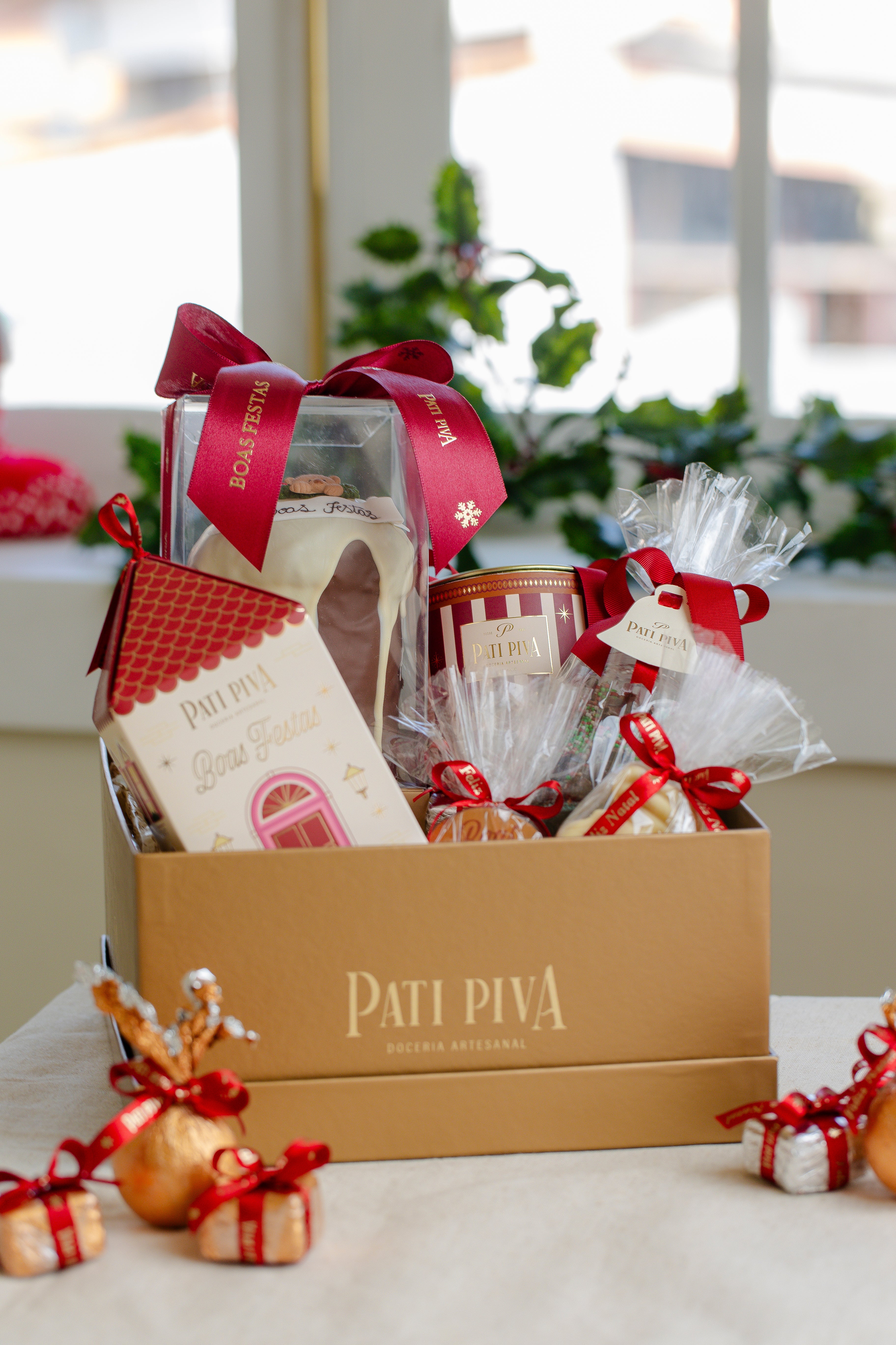 Cesta Quadrada Natalina Clássica G