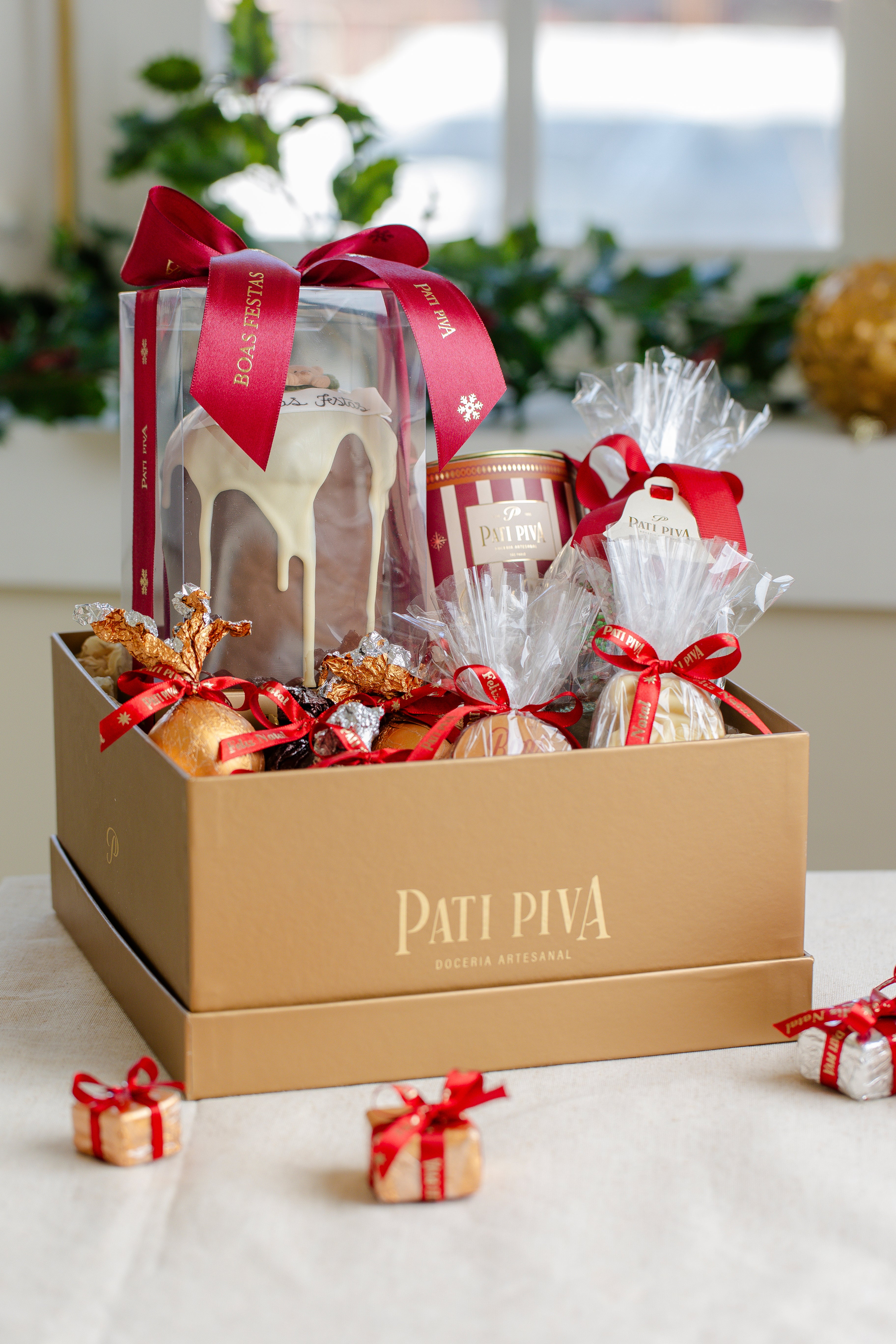 Cesta Quadrada Natalina Clássica G