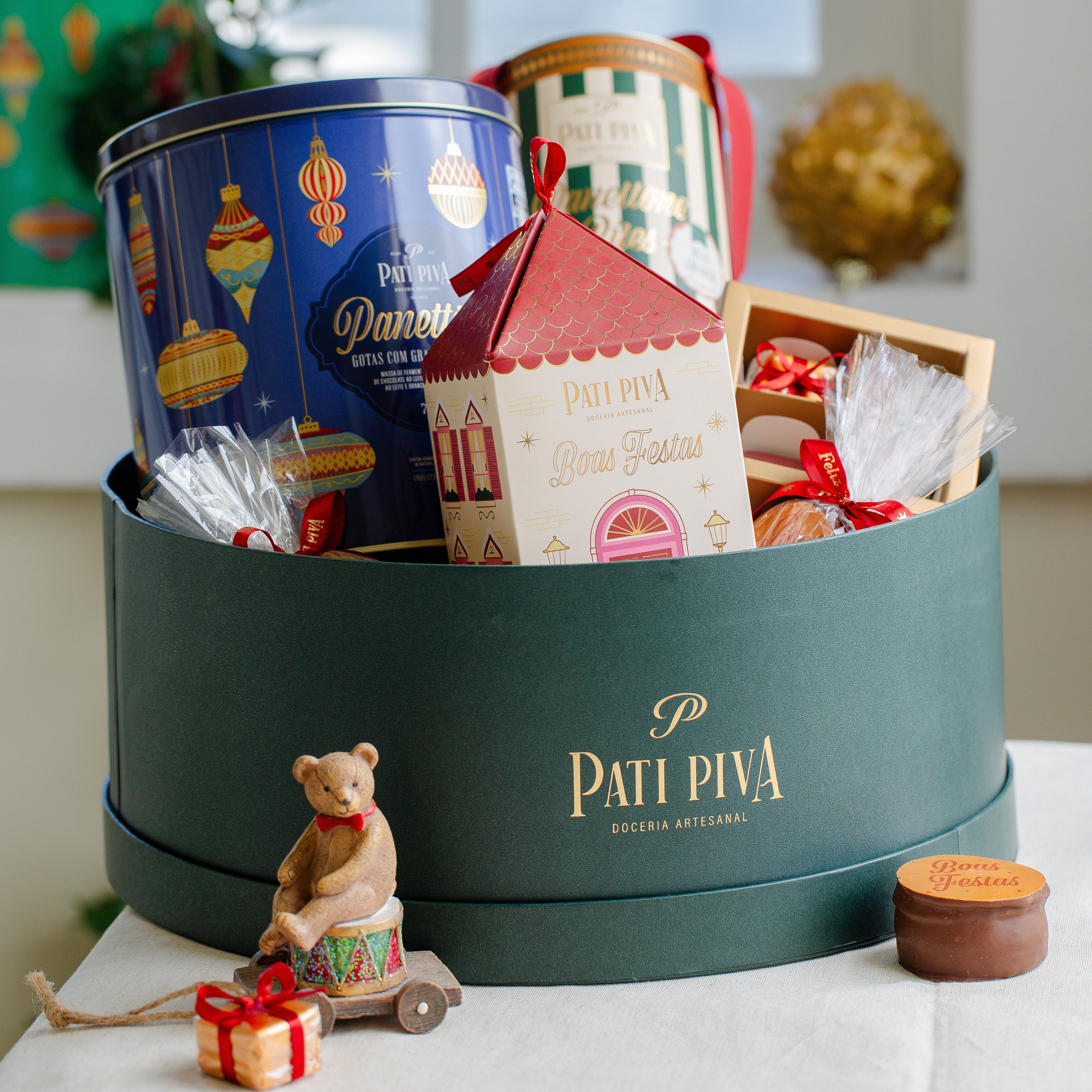 Cesta Redonda Verde – Especial de Natal