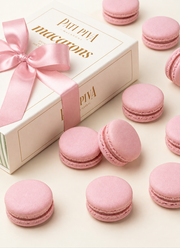 Caixa com 10 Macaron Framboesa - Outubro Rosa