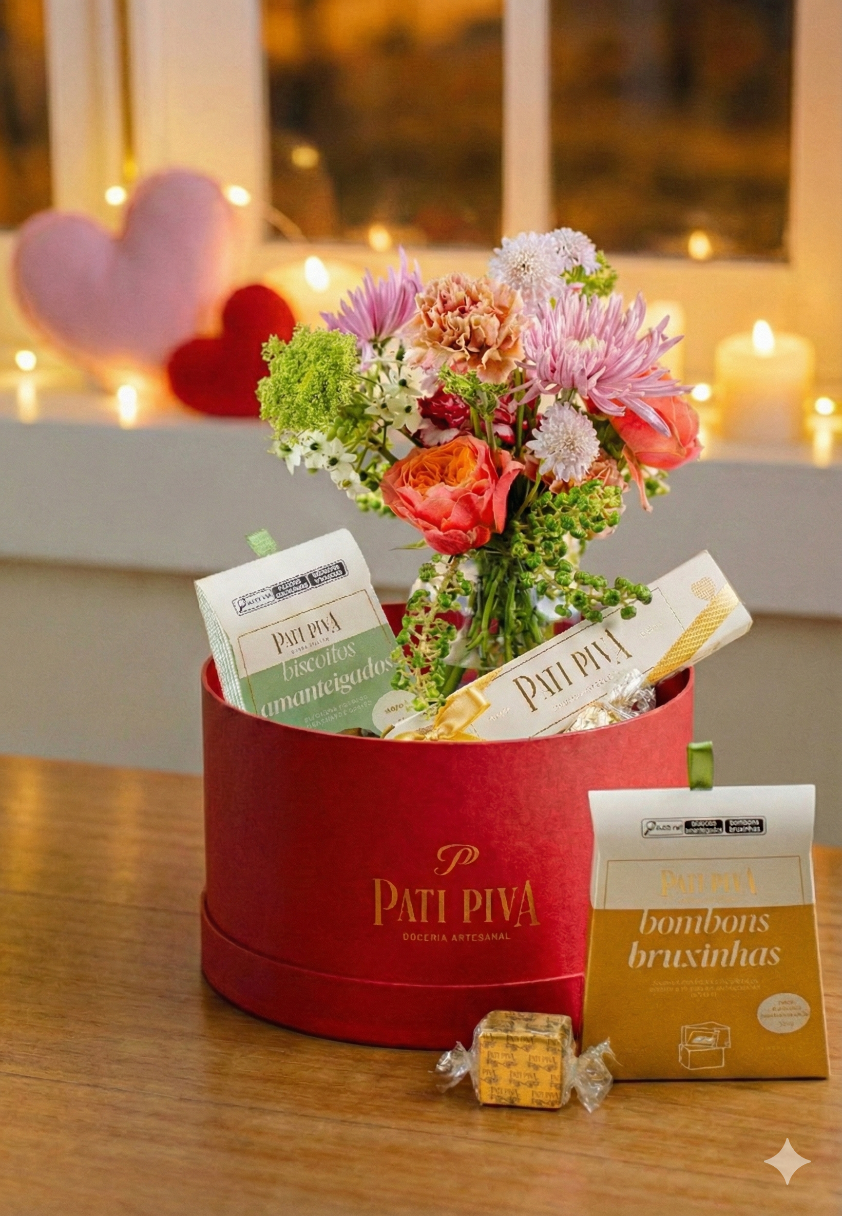 Cesta Redonda Vermelha - Valentine's Day