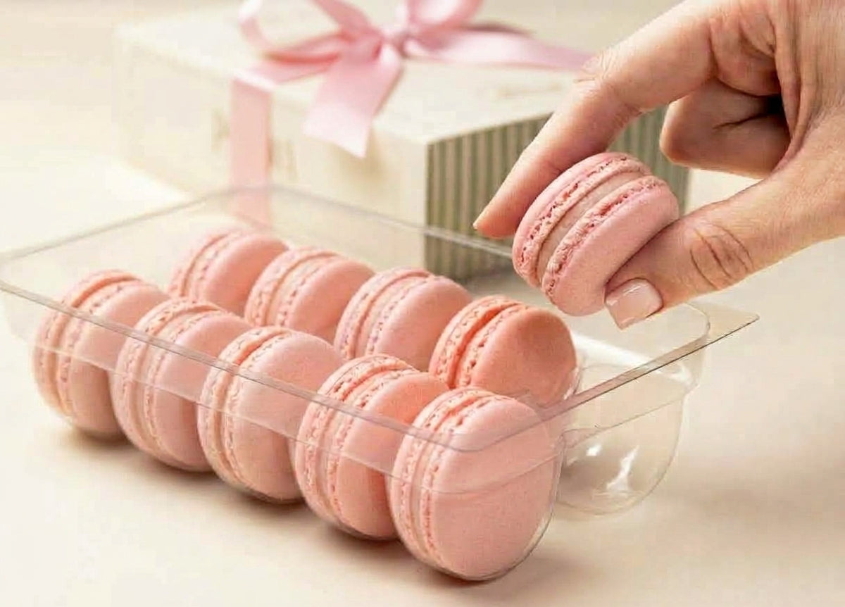 Caixa com 10 Macaron Framboesa - Outubro Rosa