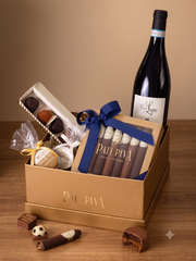Cesta com Vinho Italiano, Doces e Canudos - Dia do Pais