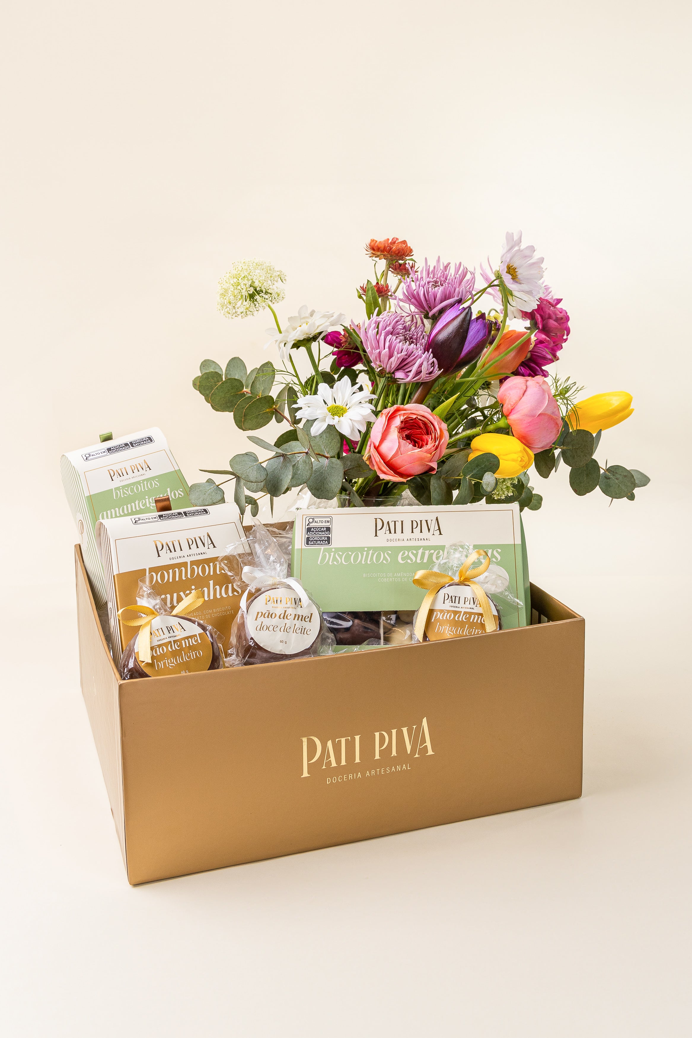 Cesta para Presente Com Bouquet Flower Bar