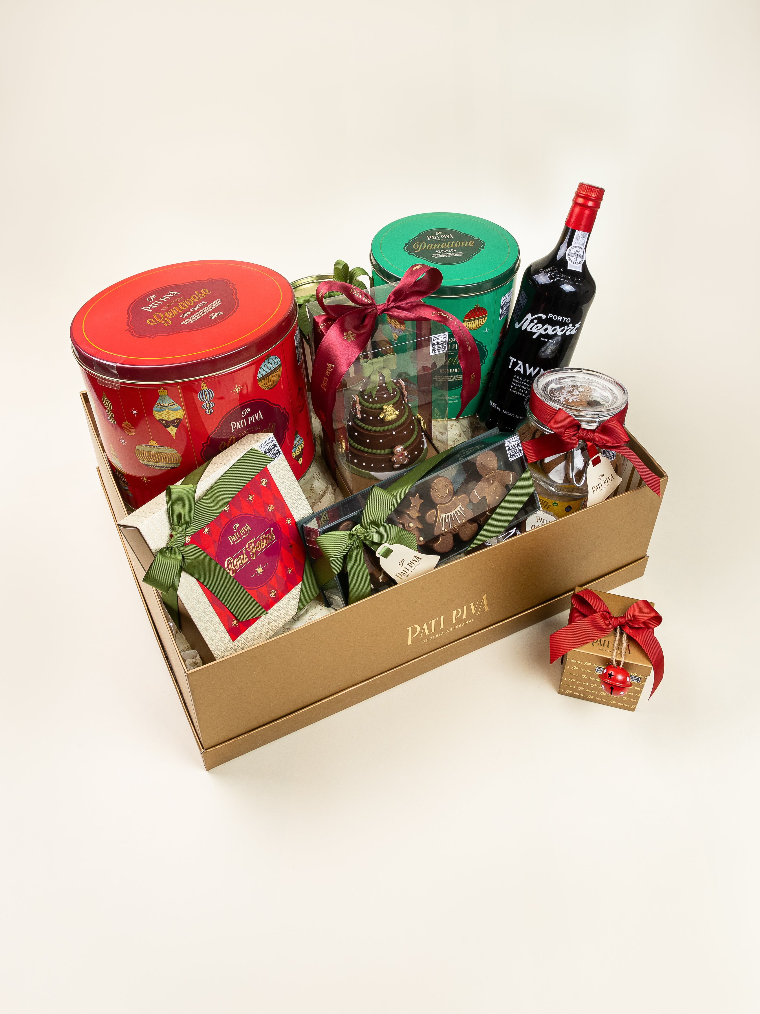Cesta de Natal Quadrada GG com Vinho Tawny