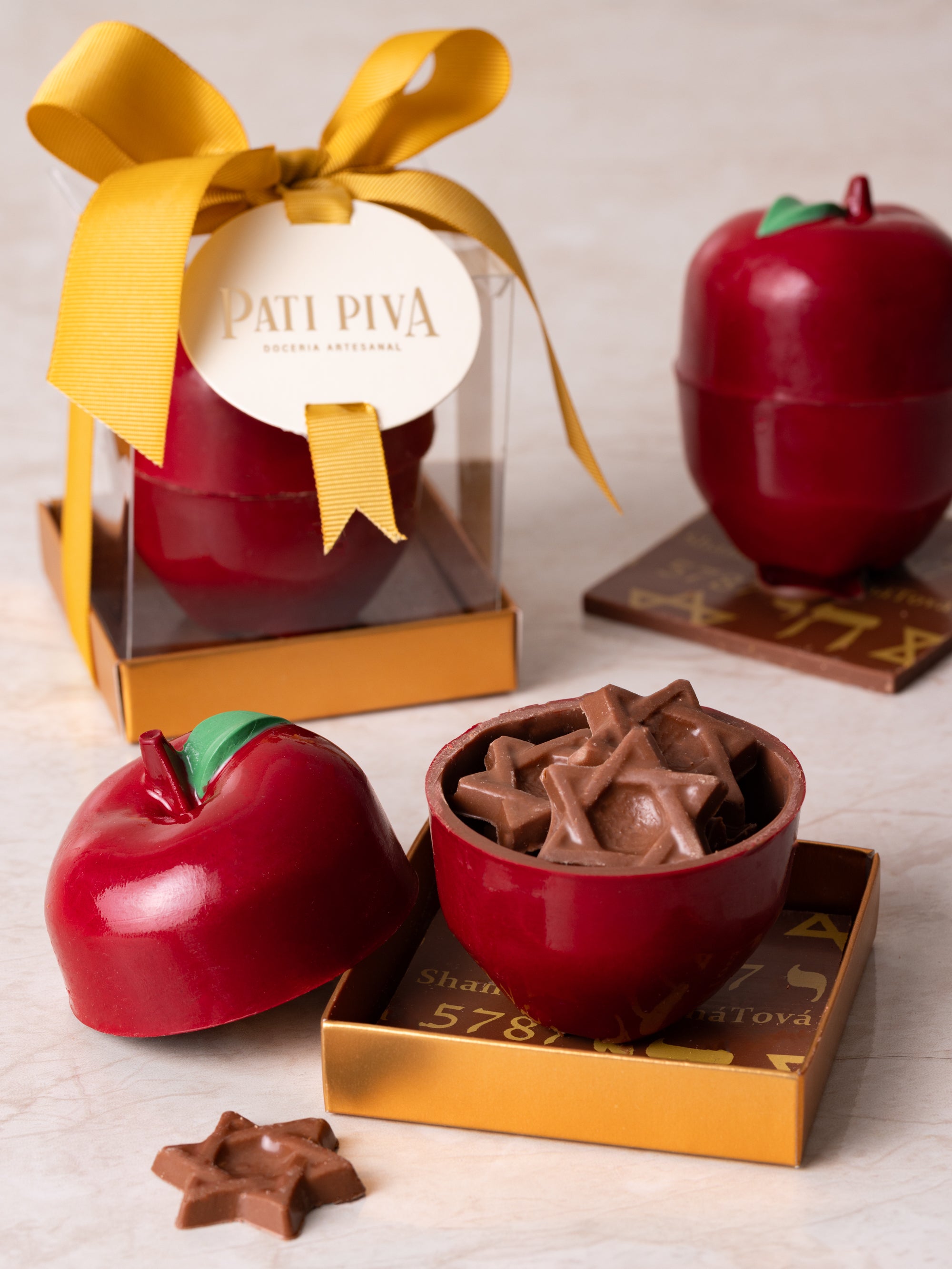 Maçã com Estrelas de Chocolate - Rosh Hashaná