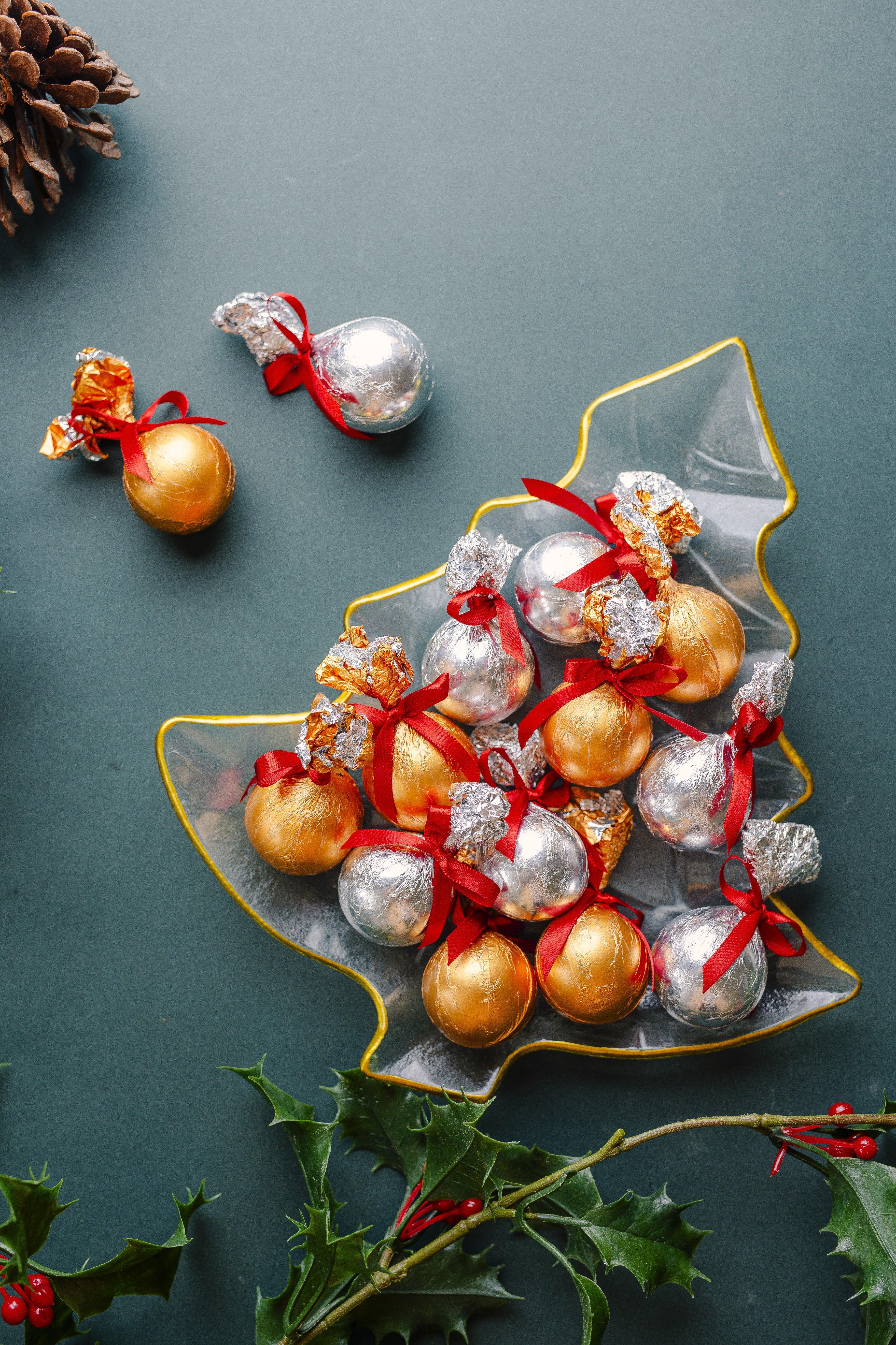 Prato Árvore com Bolas de Natal