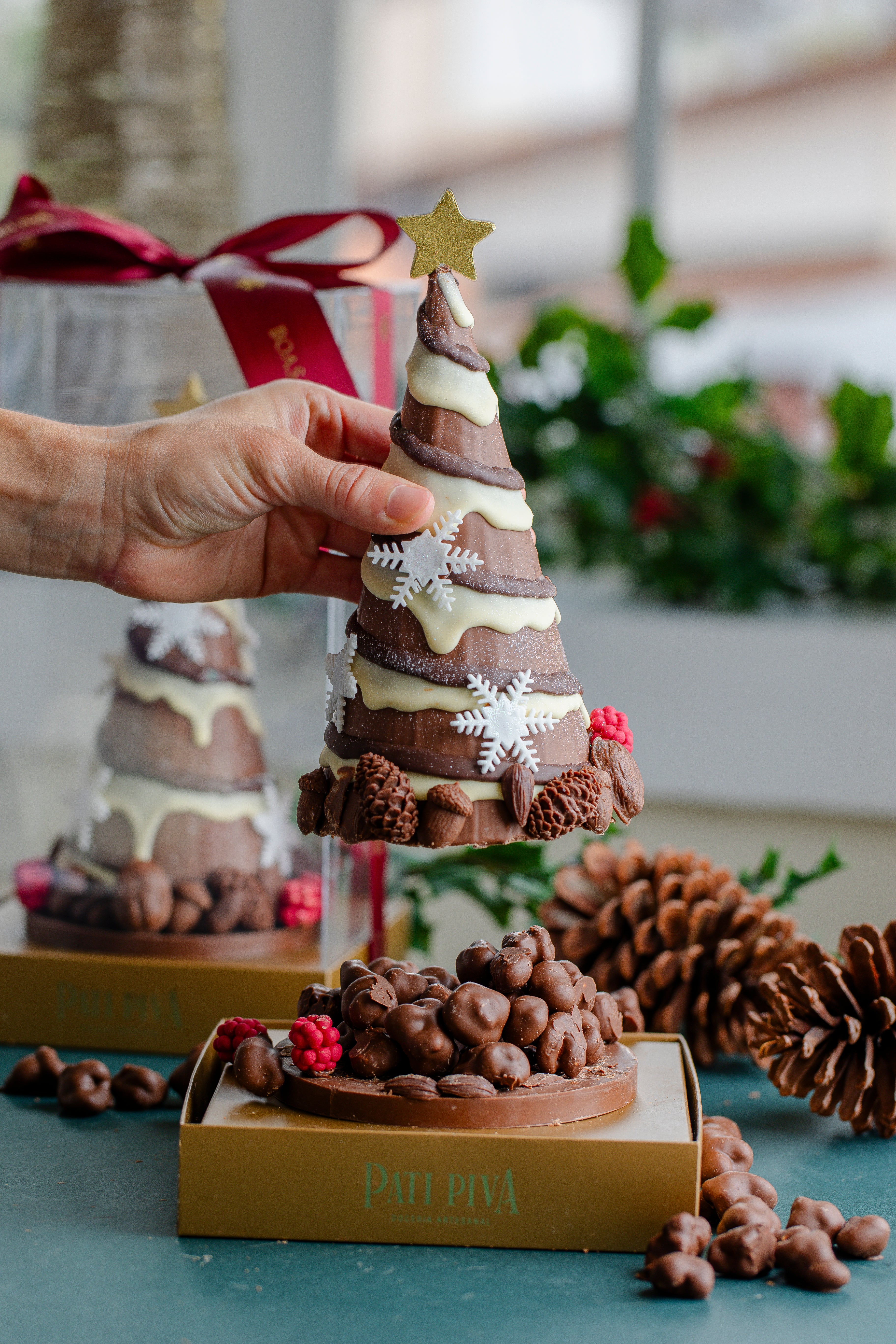 Árvore de Chocolate Decorada - Com Pipocas