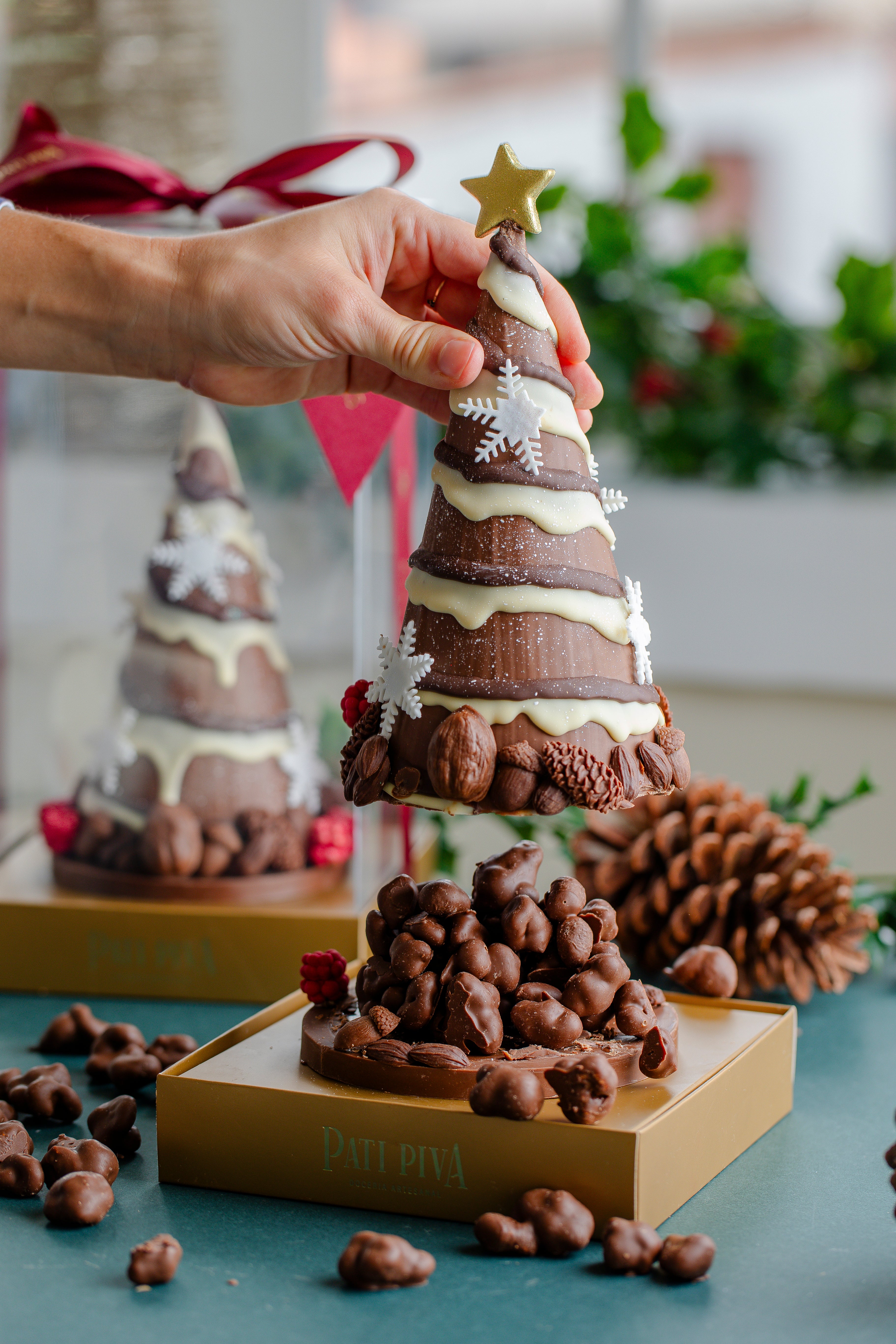 Árvore de Chocolate Decorada - Com Pipocas