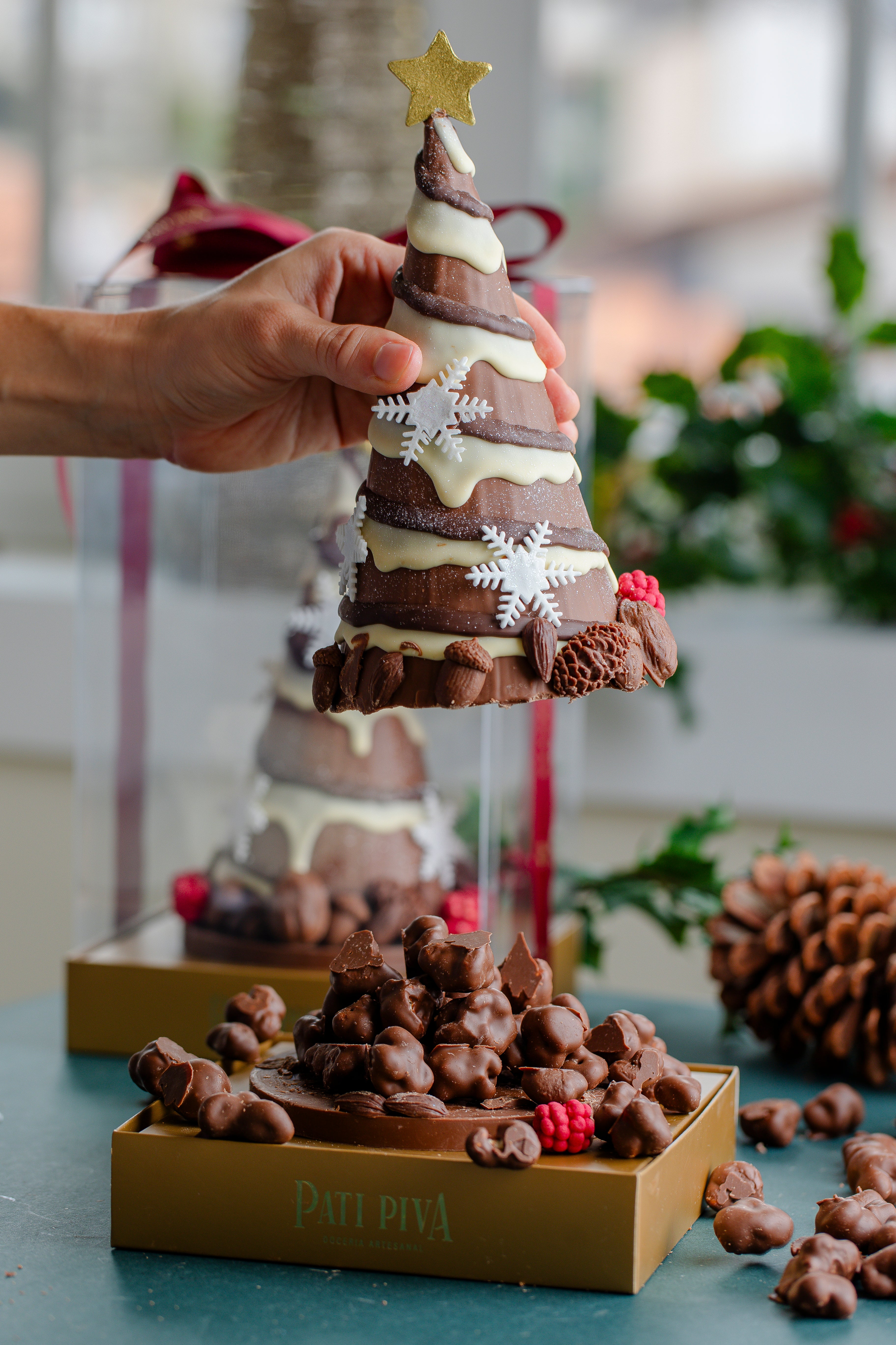 Árvore de Chocolate Decorada - Com Pipocas
