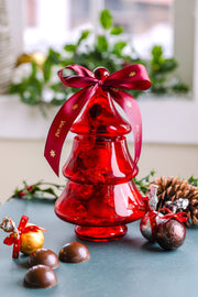 Bomboniere Vermelha Vidro Arvore com Bolas