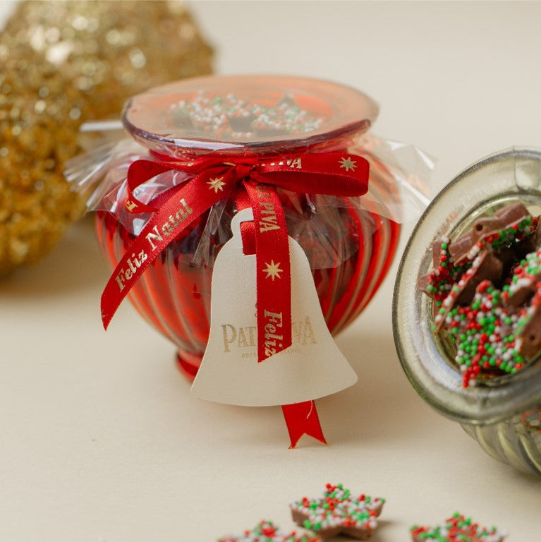 Vasinho de Natal Vermelho - Com Estrelas de Chocolate