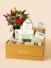 Cesta de Presente G com flores Tetê Castanha